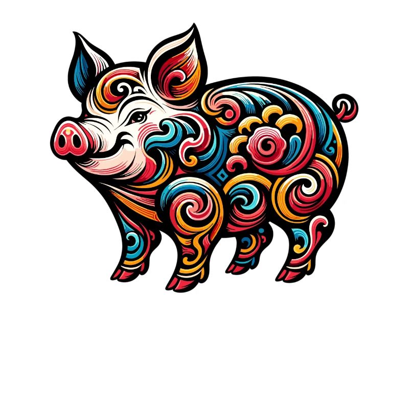 Cochon du zodiaque chinois Design graphique élégant