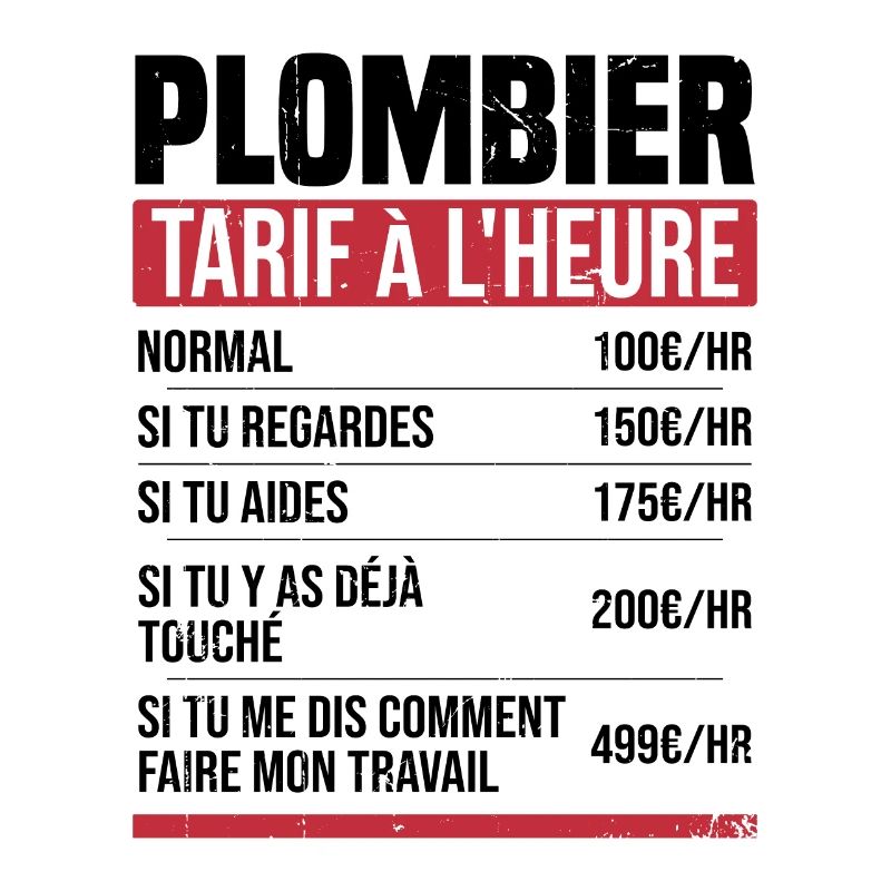 Plombier tarif à l'heure idée cadeau humour