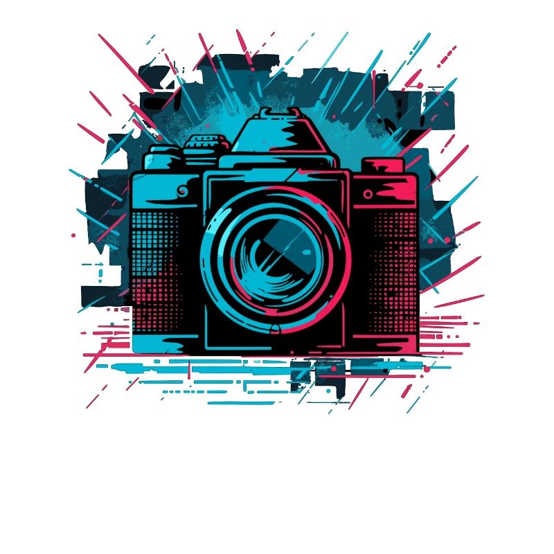 Colorful camera with splash effect