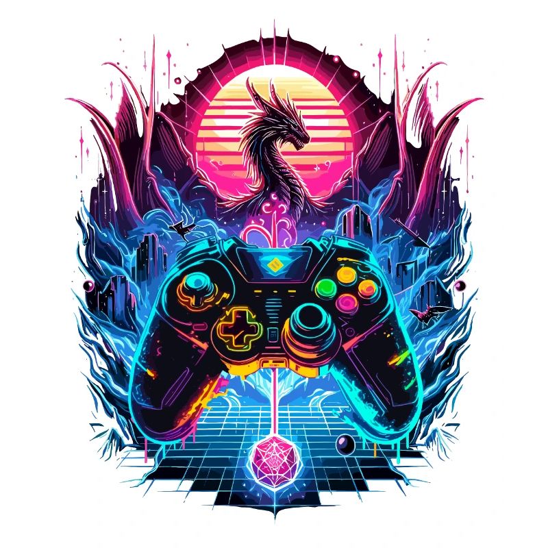 Synthwave Dragon Gaming Fantasy
