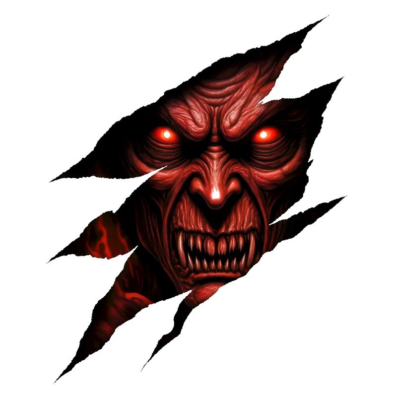 A demonic, red-eyed creature