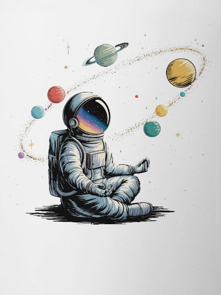 Astronaut Meditation Weltraum Planeten Umlaufbahn