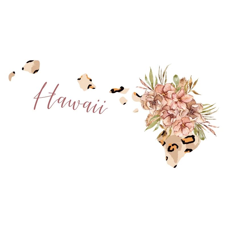 Leopard Print Map Leo State Of Hawaii