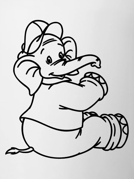 Benjamin Blümchen sitzt Line-Art