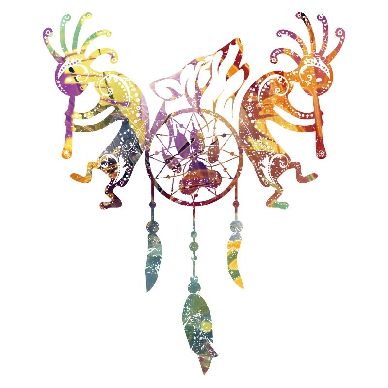 Native American Kokopelli - Dreamcatcher Wolf 1