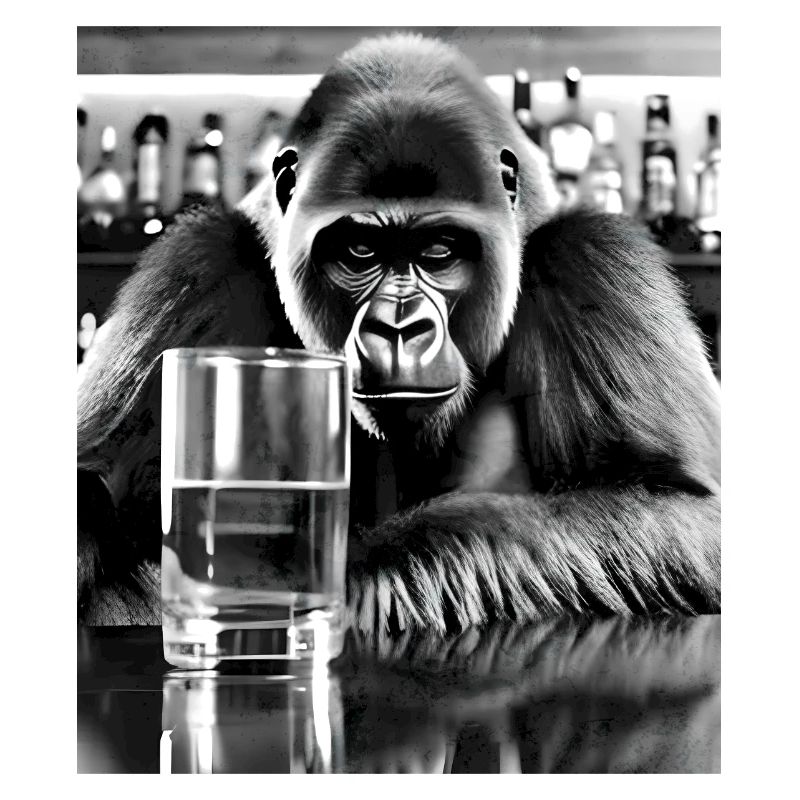 Singe au bar - Gorille ivre