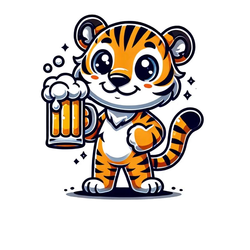 Cute Tiger Drinking Beer