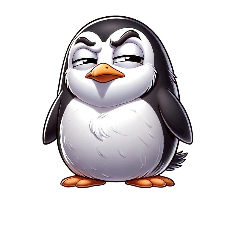 Skeptischer frecher Pinguin Cartoon