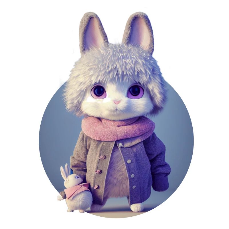 Lapin mignon avec son jouet