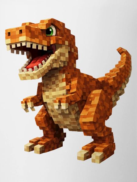 Orange Pixel-T-Rex