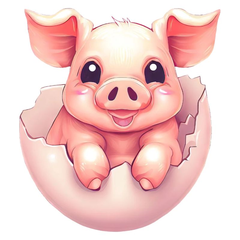 Cute Kawaii Pig in Egg - Eggshell Design