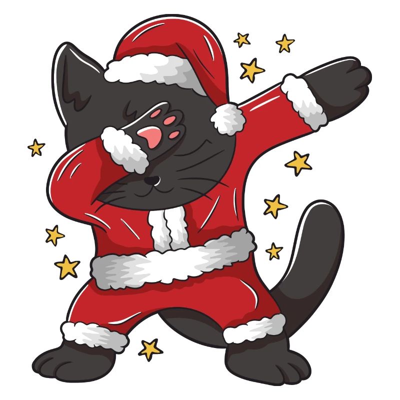 Dabbing Santa Cat Dab Black Cat Design for