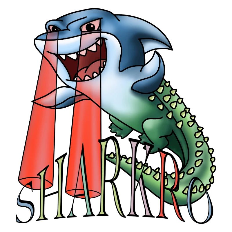 Sharkro - shark crocodile with laser eyes and text