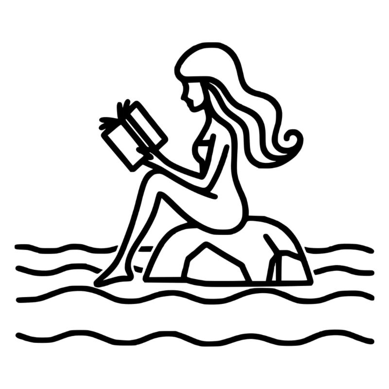 Meerjungfrau liest ein Buch