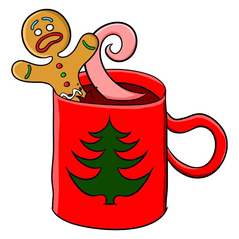 Gingerbread man swims in cup