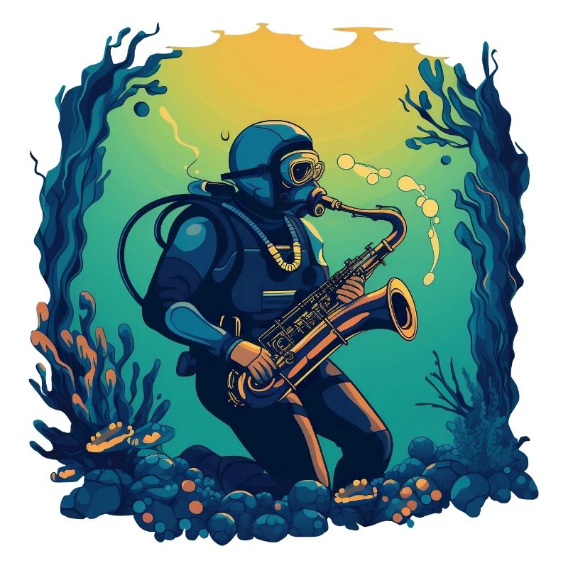 Diver jouant du saxophone