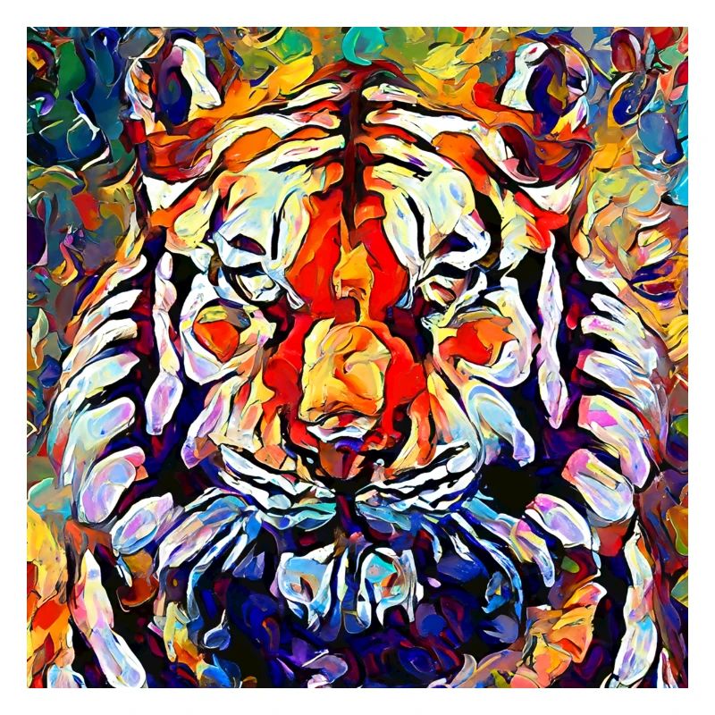 Abstraktes farbiges Ölgemälde eines Tigers