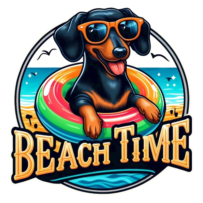Dackel Hunde Sommer Strand und will jeder Hund