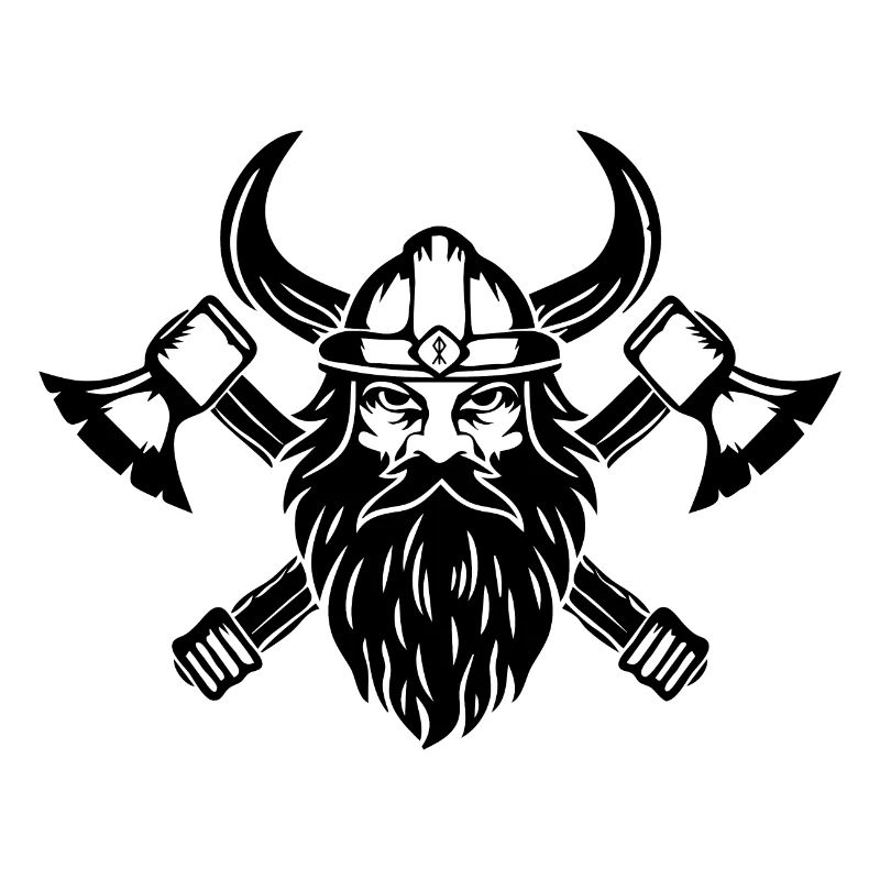 Wikinger mit Axt und Helm