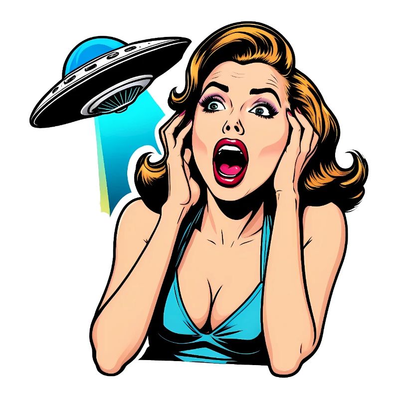 Eine schöne Frau wird von einem UFO gejagt