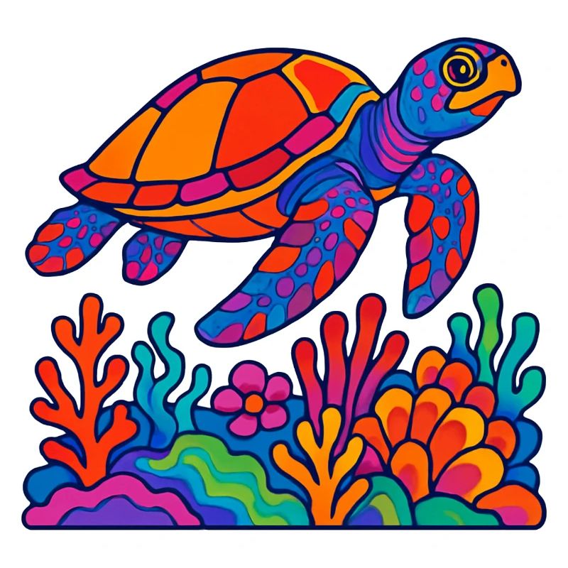 Tortue de mer colorée – Ocean Vibes