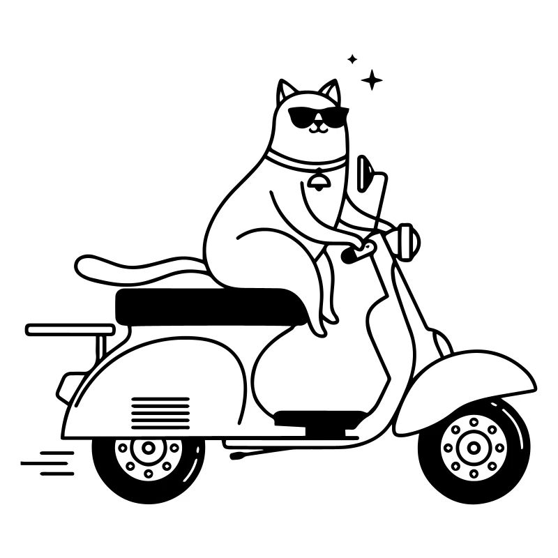 Cool cat on a scooter