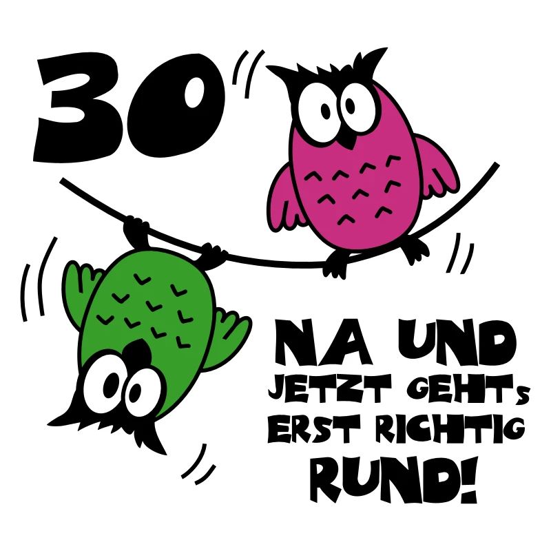 30 birthday, owls on the rope, round