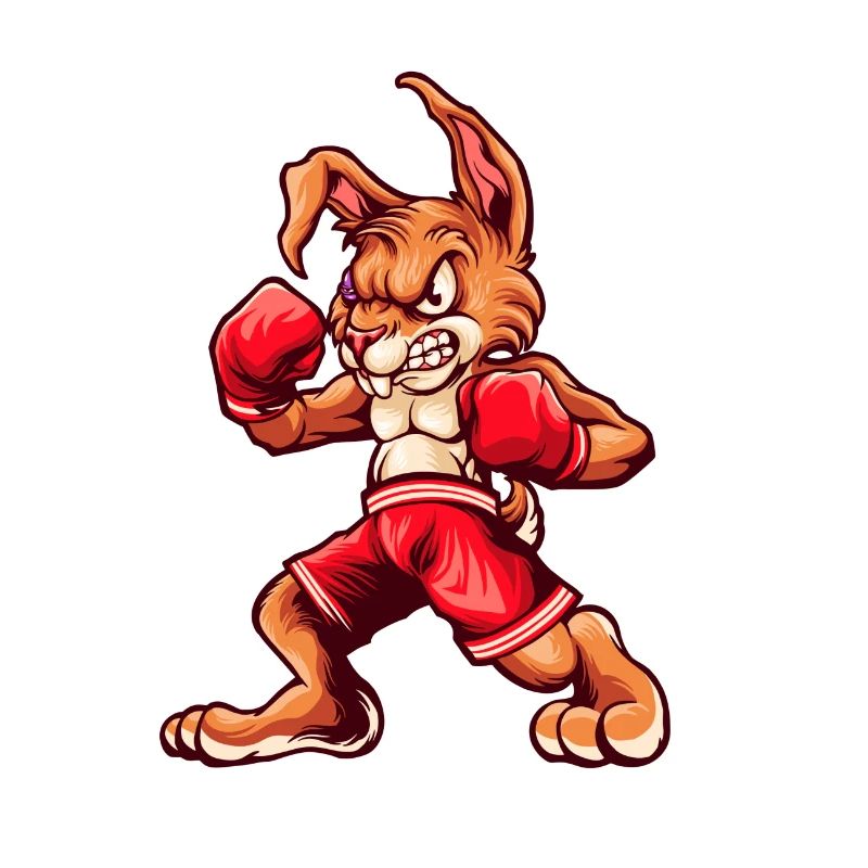 Lapin fort avec des gants de boxe animaux boxer
