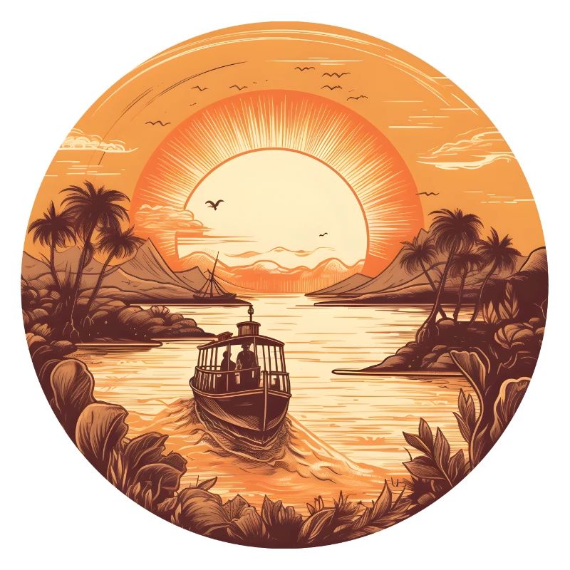 bateau au coucher du soleil