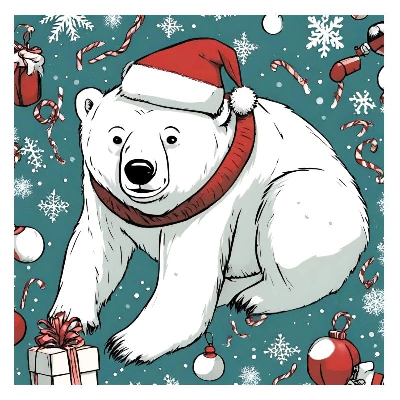 Eisbär mit Weihnachtsmütze