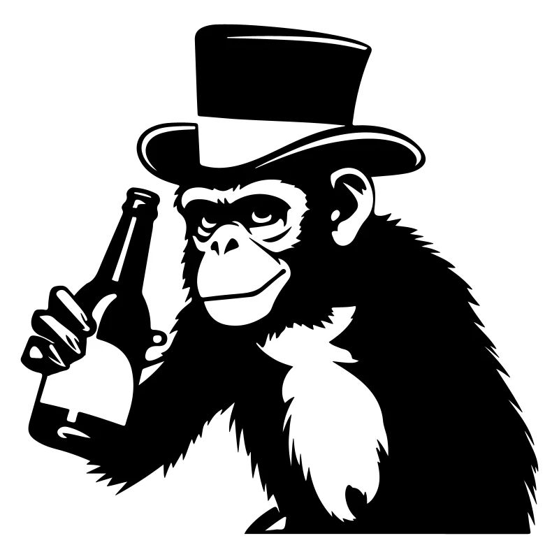 Affe Betrunken Party Silhouette