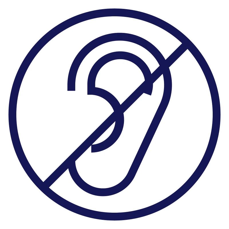 Deafness, hearing symbol, deaf sign