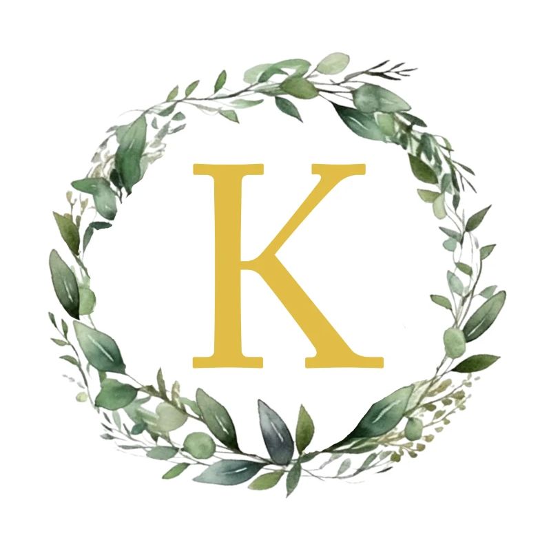K monogramme, couronne d’Eucalyptus
