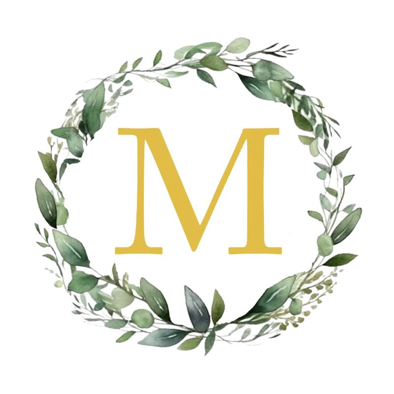 M monogramme, Couronne d’Eucalyptus