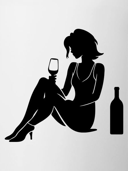 Woman Silhouette Celebrating Bottle Drinking