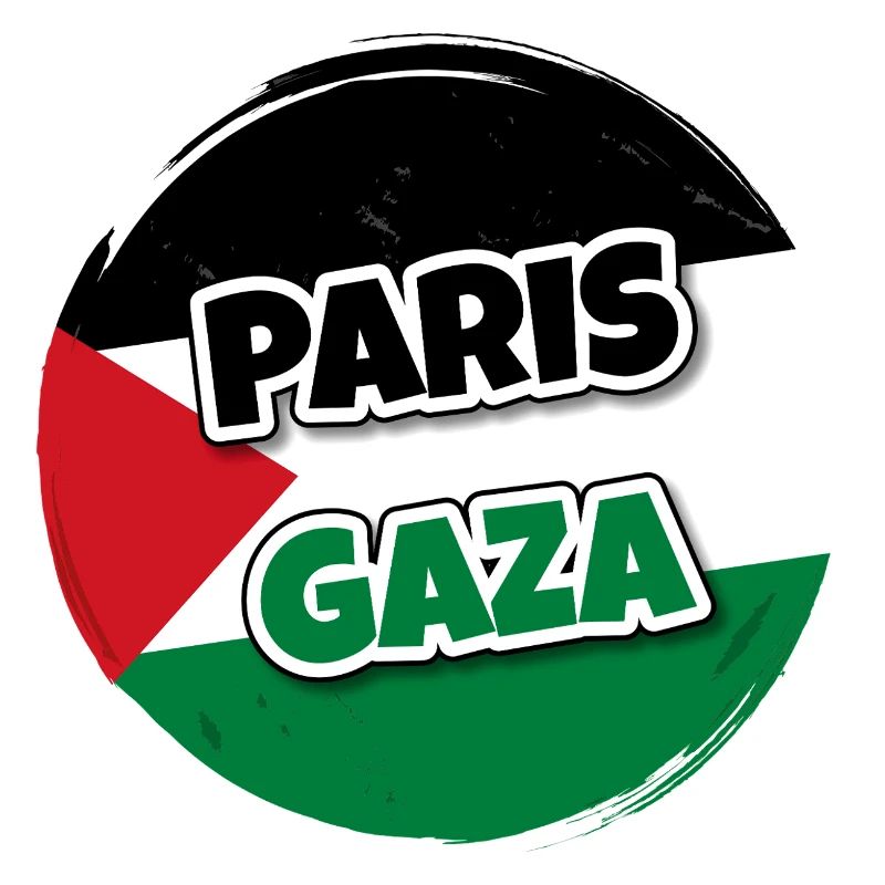 Drapeau de la Palestine rond avec texte PARIS GAZA