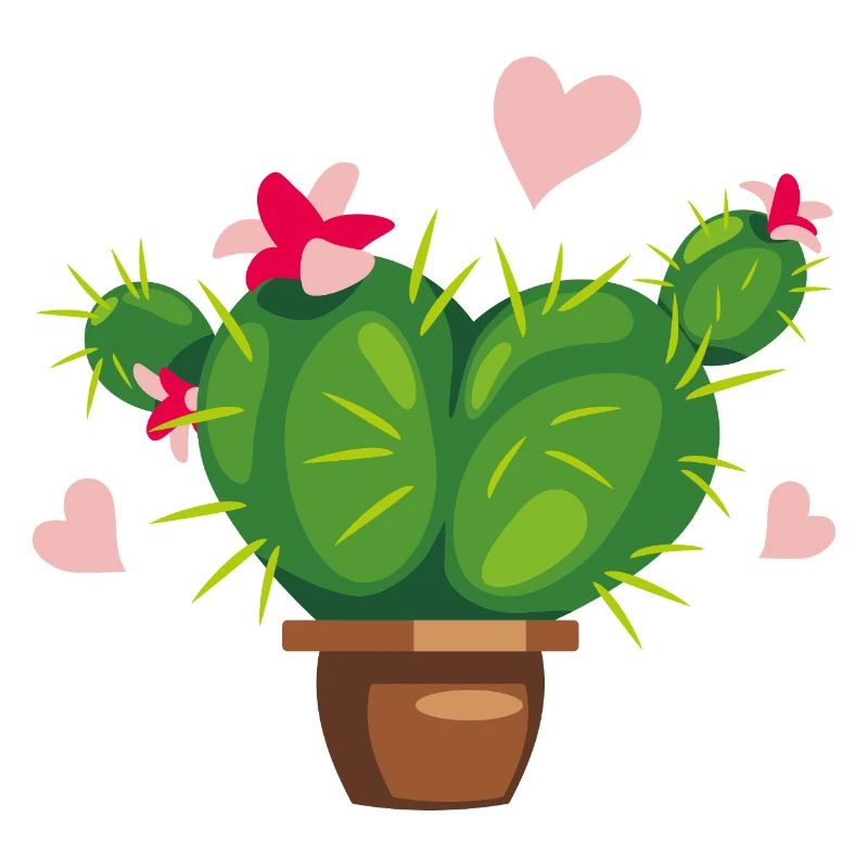 Cactus en fleurs en forme de cœur