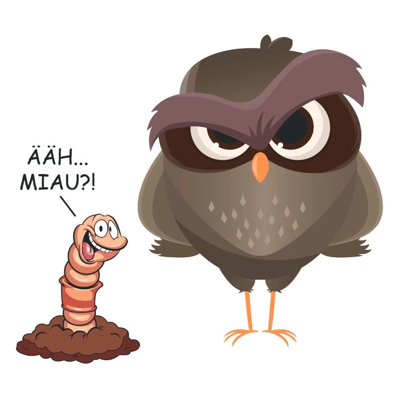 Uh meow ?! Funny bird and worm gift