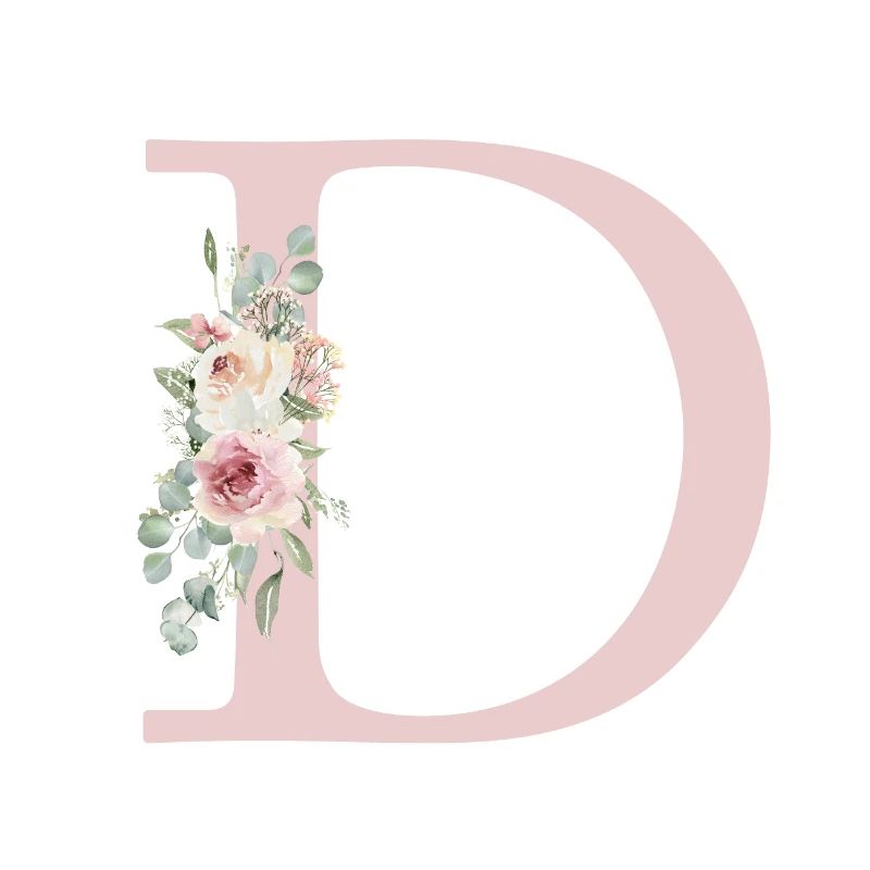 D| Monogramme | Eucalyptus Pastel Fleur Bleu