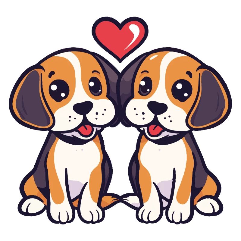 Beagle Hunde Paar Verliebt Valentinstag