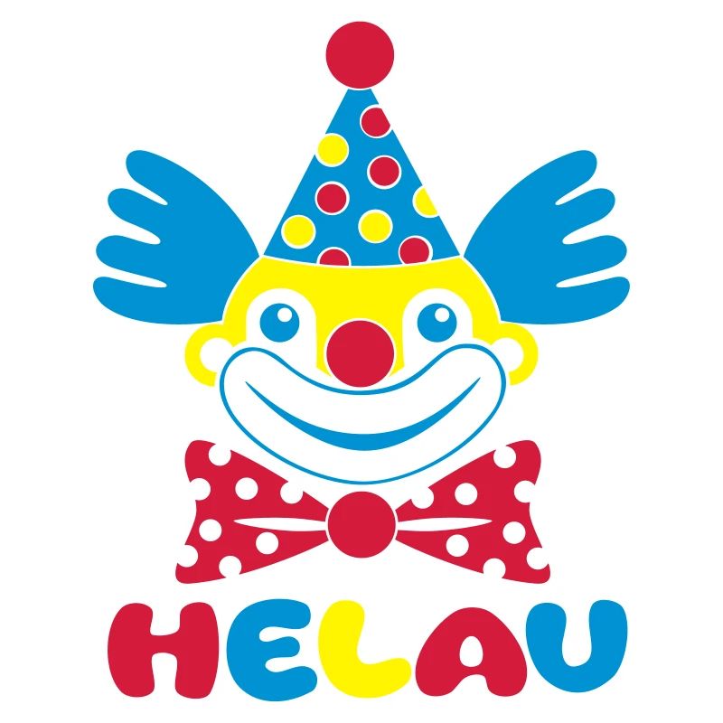 Fasching Karneval Clown HELAU 1, 2 oder 3 Farben