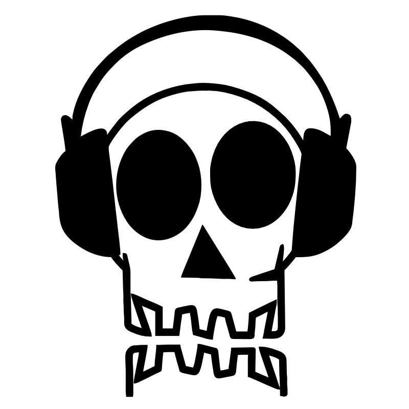 totenkopf mit kopfhörer