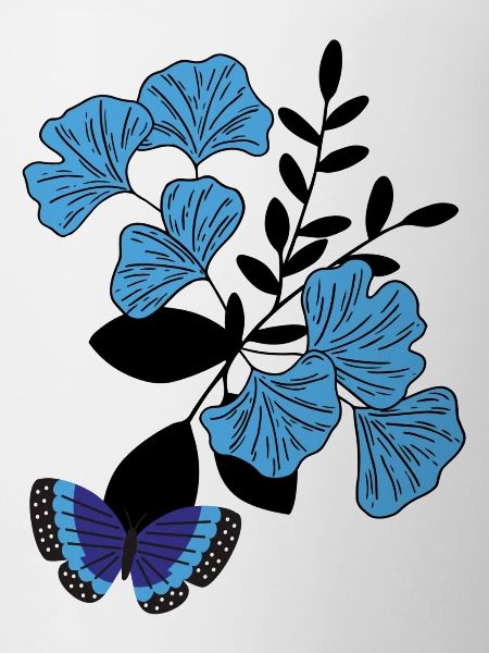 Butterfly on blue flower.