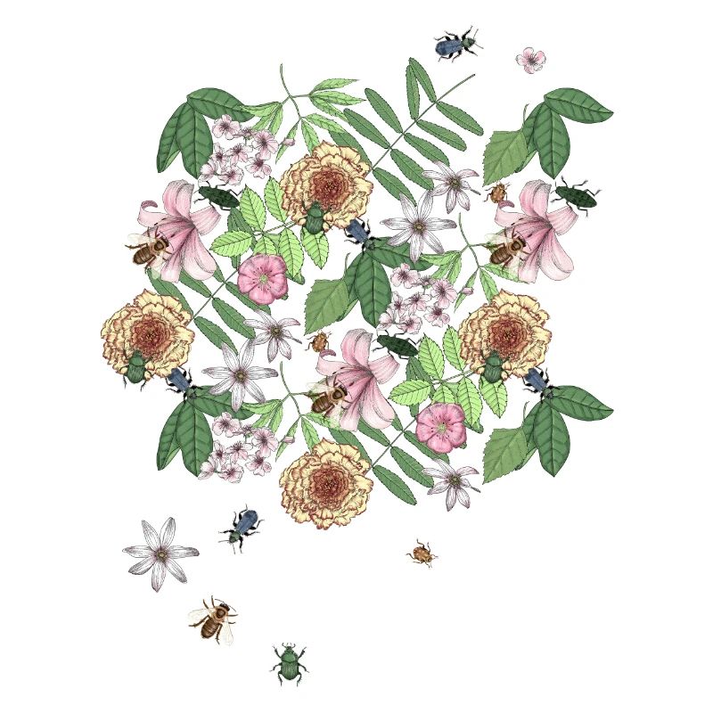 Flowers bees beetles