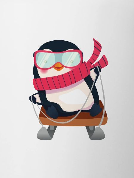 Happy Christmas, penguin on sledge