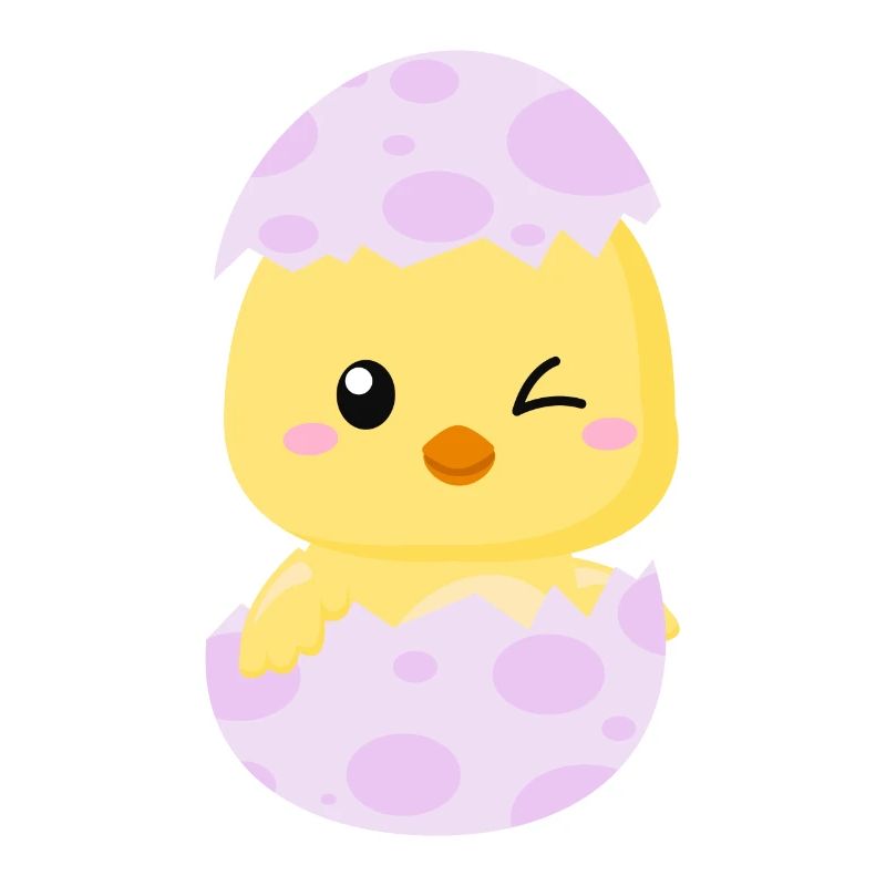 Mignon petit poussin dans une coquille d'oeuf