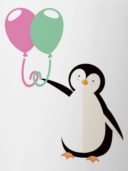 Sweet penguin with balloon