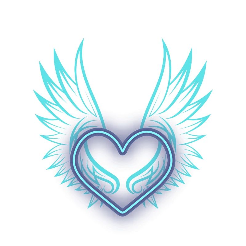 Neon heart with wing design