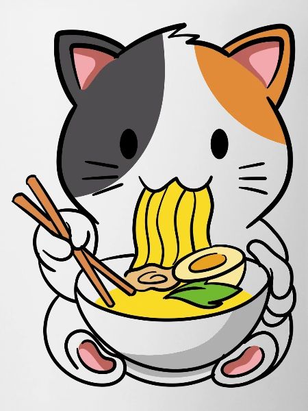 Cat ramen noodle soup