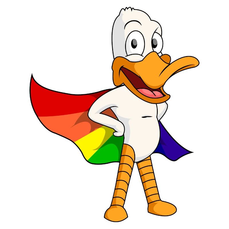 superhelden ente mit regenbogenumhang